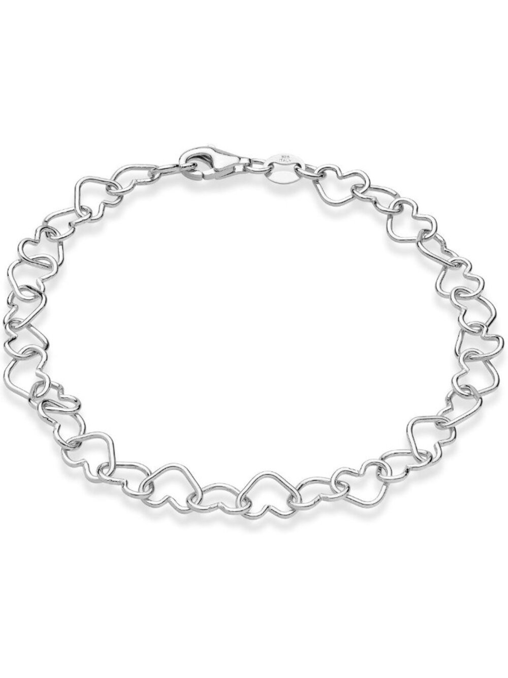 925 Sterling Silver Heart Link Chain Bracelet for Women - Elegant & Stylish